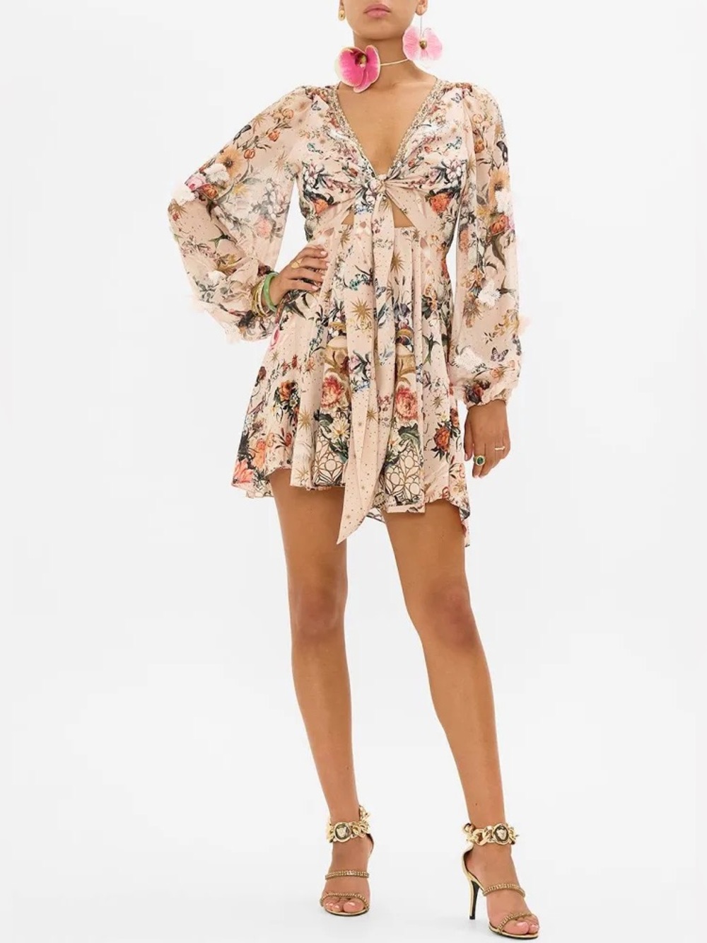CAMILLA Rose Garden Print Short Wrap Tie Dress - Picture 9 of 9